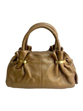 Soprano Soft Leather Satchel Handbag Taupe Beige Slouch Purse